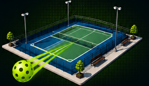 3D pickleball court illustration